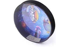 HUIOP 16 Inch Ocean Drum, Wooden Handheld Sea Wave Drum, Percussion Instrument, Gentle Sea Sound, Musical Gift