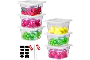 SVKLHY 1/6 Size&2 1/2 Inch Translucent NSF Food Pan: 9 PCS[Total Seal] [Hot&Cold Resistant] Food Storage Containers with Lids, Topping Salad Bar Container (BPA-FREE)