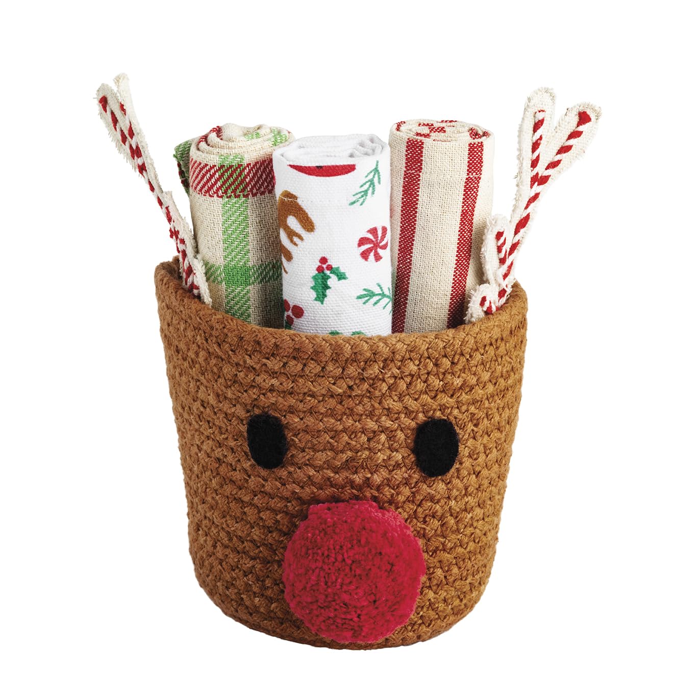 View 1 of Mud Pie Christmas Reindeer Christmas Towel Basket Set