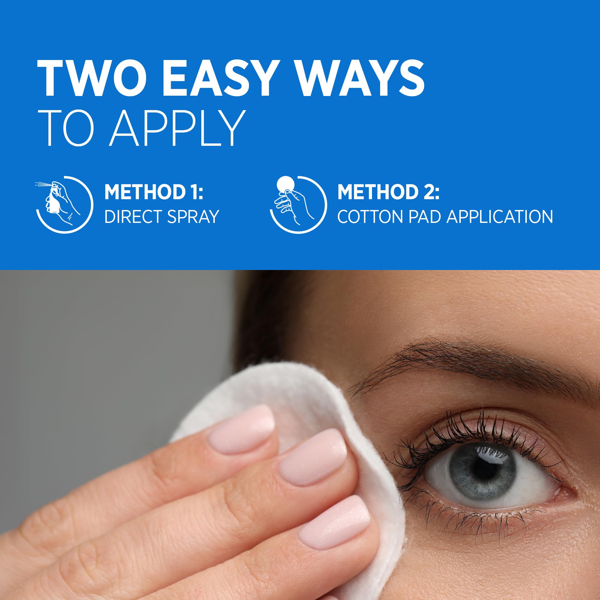 Stye Eye Treatment Relief Spray - Hypochlorous Acid Mist for Itchy, Dryness Eyelids & Makeup Removal - Eyelash, Eyelid Cleanser & Around Eye Wash Care with Natural Ingredients, Cotton Pads, Kids Safe