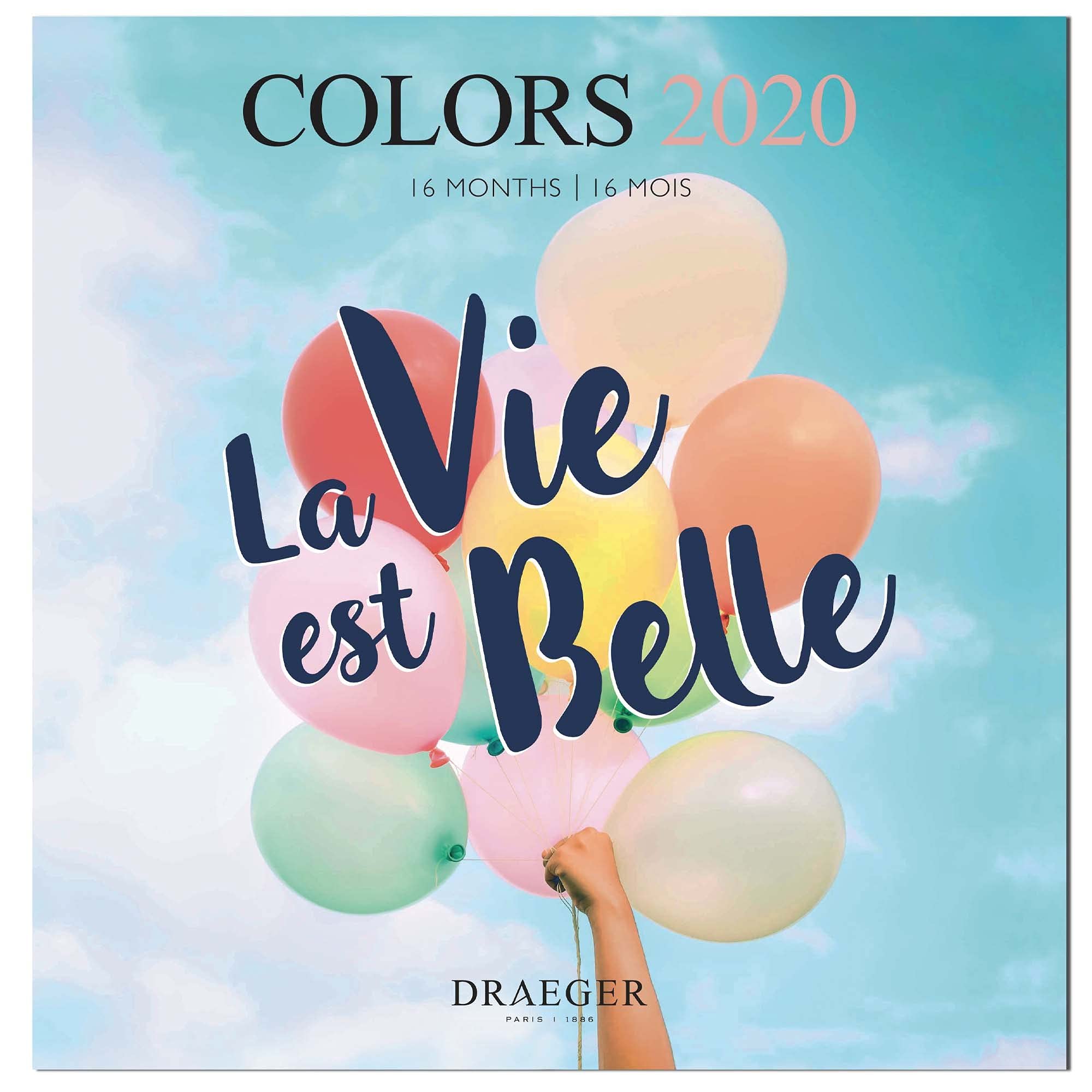 Draeger - Large Happy 2020 Wall Calendar - Monthly Grid - 7 Languages - FSC Certified Mixed - Vegetable Ink - 2020 Happy Large Format Wall Calendar 29x29cm