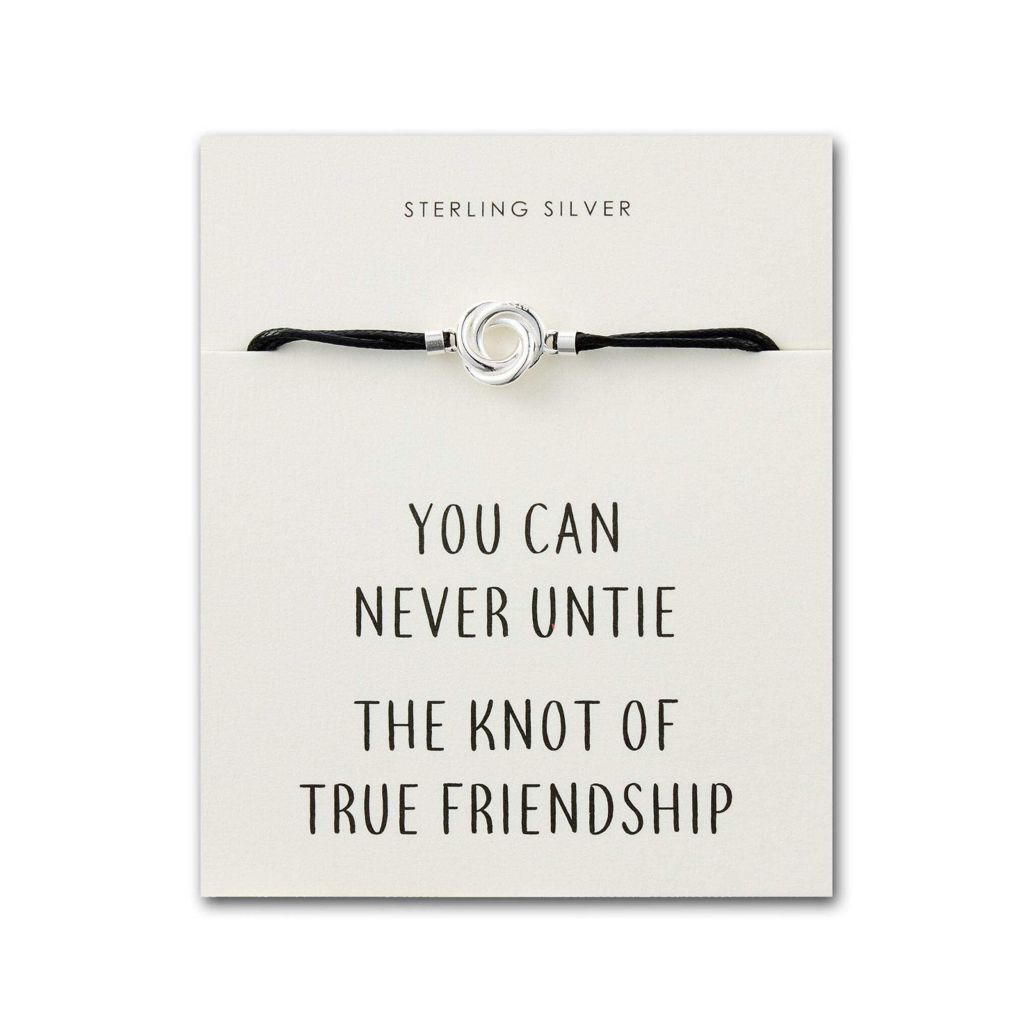 Philip Jones Sterling Silver Friendship Quote Corded Knot Bracelet