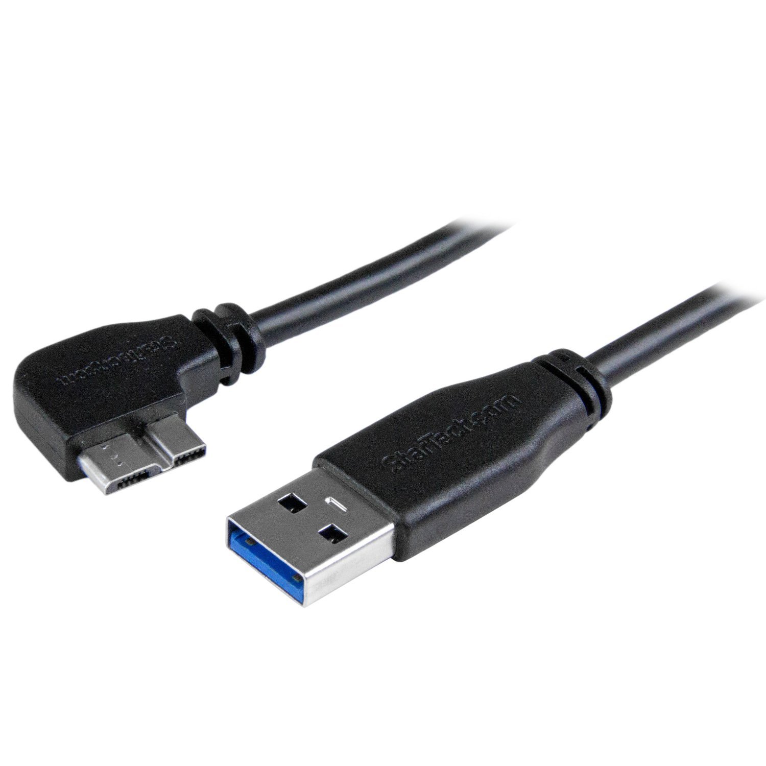 StarTech.com 2m 6 ft Slim Micro USB 3.0 Cable M/M - Left-Angle Micro-USB - USB 3.0 A to Micro B - Angled Micro USB - USB 3.1 Gen 1 (5Gbps) (USB3AU2MLS), Black