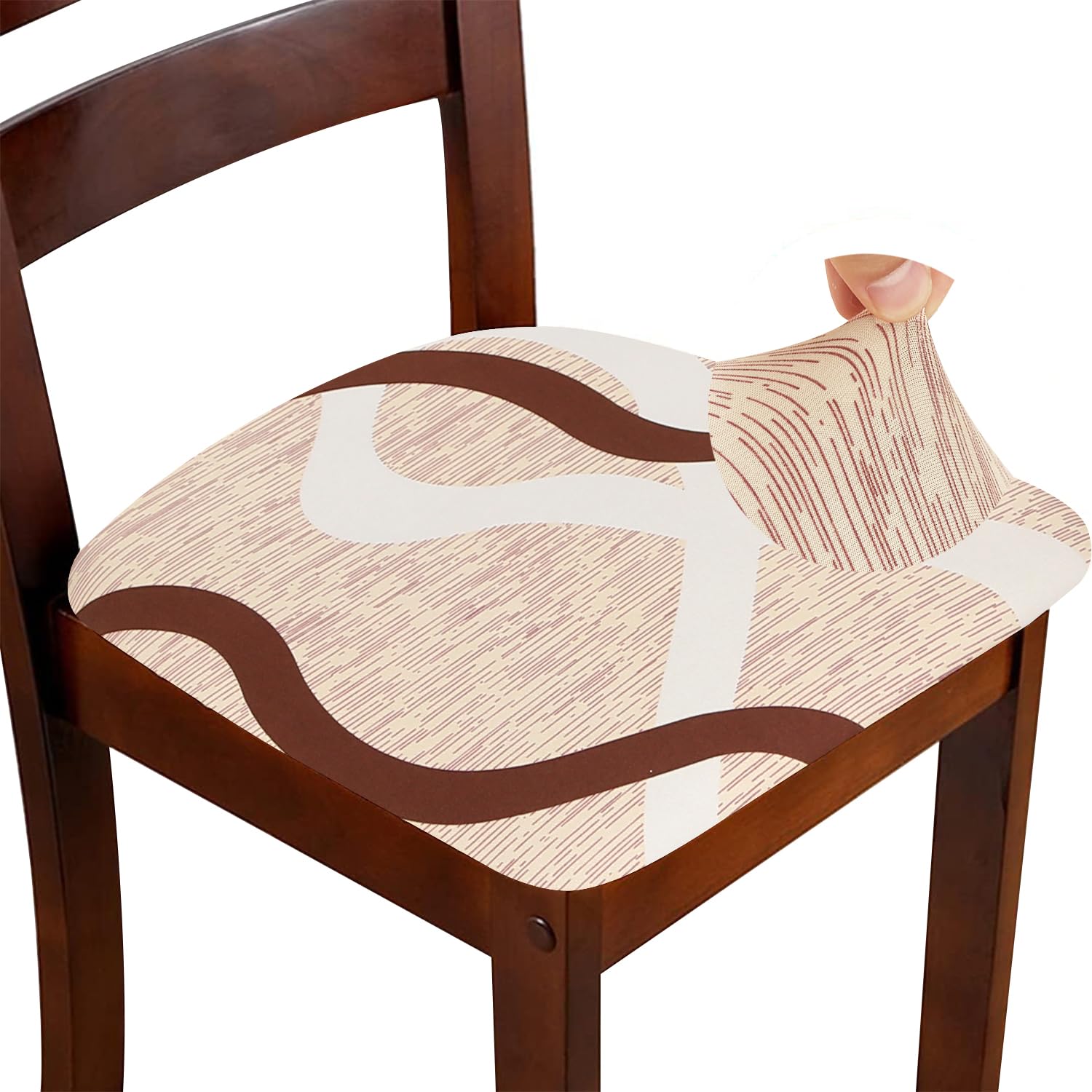 ZHILING Stretch Chair Seat Covers for Dining Room Set of 6, Elastic Dining Chair Seat Protector Cover Removable Washable Chair Slipcovers with Ties