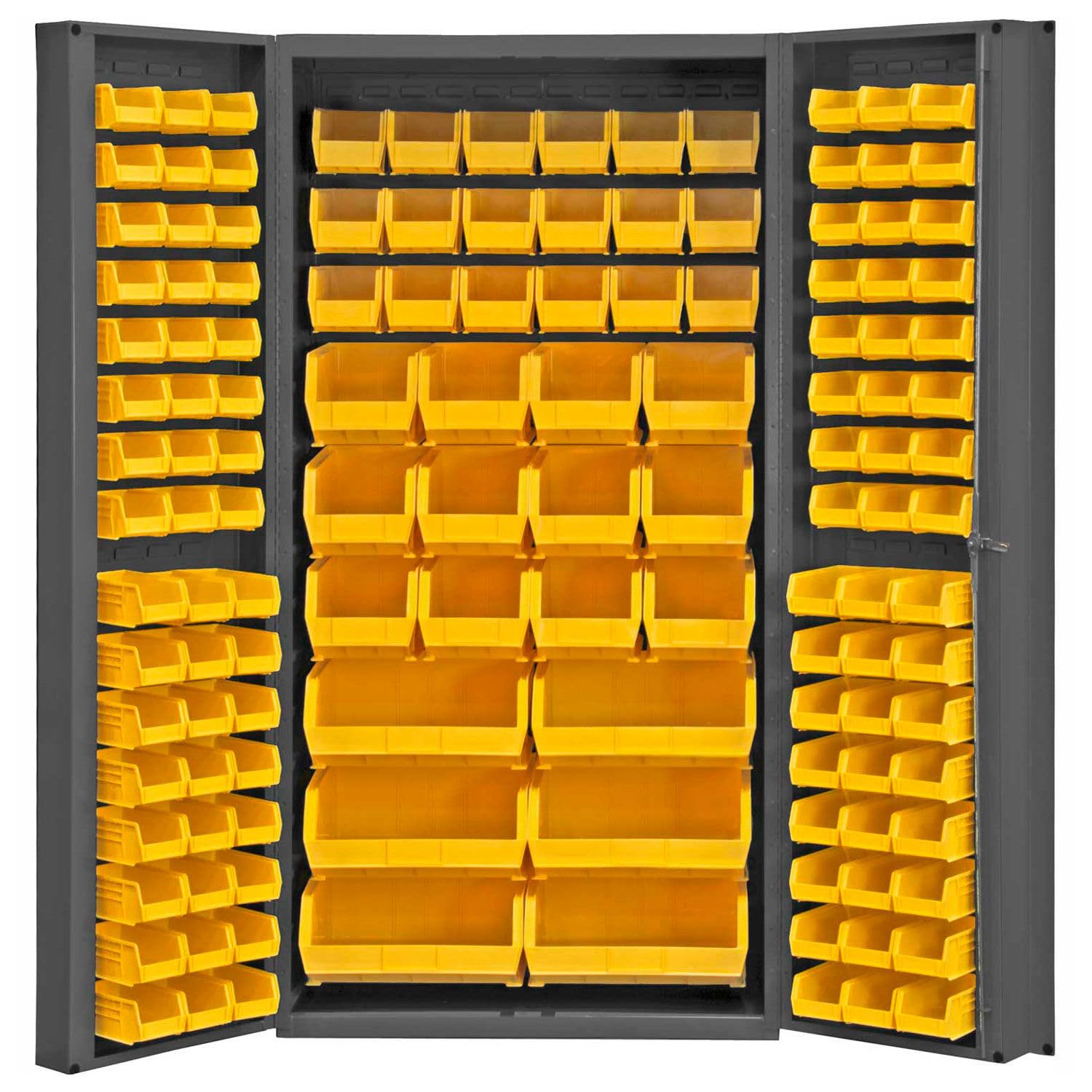Photo 1 of Durham Heavy Duty Welded 14 Gauge Steel Cabinet with 132 Bins, DC-BDLP-132-95, 24" Length x 36" Width x 72" Height
