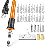 Honoson 30 Pcs Hot Knife Cutting Tool Kit for Carving Foam Cloth Stencil | 20 Blades, 3 Holders, 2 Pyrography Blades, Metal Stand, Hot Cutting Knife Set, Cuts Plastic Foam Cloth Stencil