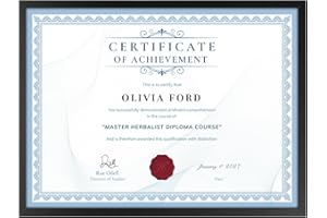 TWING 1PACK 8.5 x 11 Picture Frame For Certificate, Diploma, Display photos 6x8 with Mat or 8.5x11 Without Mat, Black Document Frames for Wall Mount or Tabletop Composite Wood