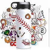 NJGCPRO Baseball Water Bottles for Boys, Stainless Steel Baseball Water Bottle Gifts Stuff for Boys & Kids with 50Pcs Stickers (18OZ)