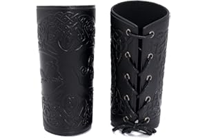 GORGECRAFT 2PCS Leather Gauntlet Wristband Tree of Life Pattern Bracers Wrist Band Guards Arm Guard Archery Buckle Bracers Un