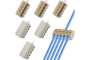 Linkstyle 6PCS 6 AWG Wire Connector Nut Kit, 80A 14-6 Gauge Screw-Fixed Type Quick Wiring Splicing Compact Brass Terminal Butt Connectors, 1 in 9 Out