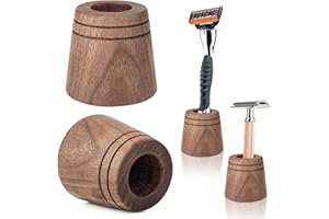 BEARUT 2 Pack Razor Holder Shaver Holder Safety Razor Stand Men's Shaving Stand Wood