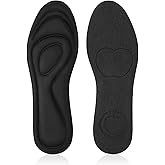 2 Pairs Memory Foam Insoles, Full-Foot Responsive Cushioning, Plantar Fasciitis Insoles for Women Man, Orthotic Shoe Inserts Arch Support Inserts for Foot Health (Black, W 7.5-8.5 /M 5.5-6.5)