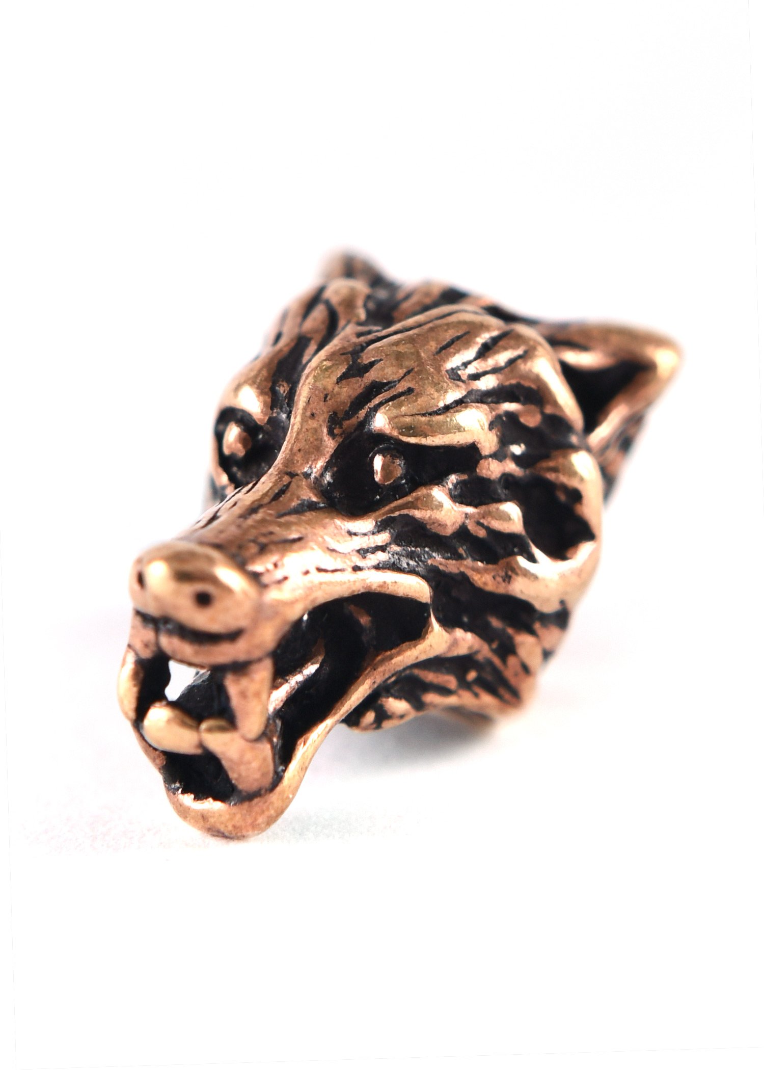 Bronze Wolf Head Beard Bead
