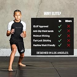 Elite Sports Kids Jiu Jitsu BJJ Rash Guard, Short