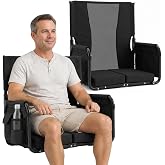 Sekey Stadium Seats with Back Support, Armrests &amp; Soft Cushion | Roomy Design, Tall Back Support, Thick Cushion, Compact Folding, 2 Secure Hooks, Shoulder Strap, Cup Holder &amp; Storage Pockets