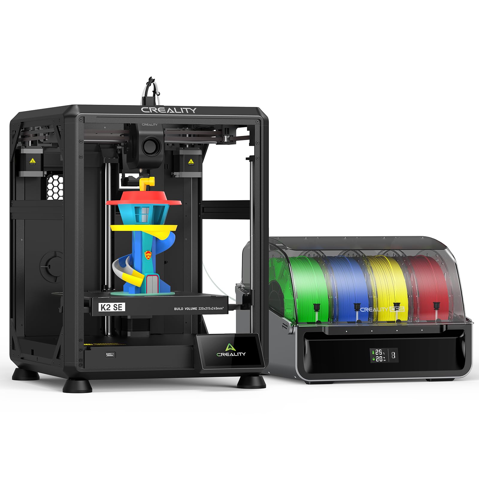 Photo 1 of ****Missing half****
Creality K2 SE Combo 3D Printer, Support Multicolor Printing with CFS, 500mm/s High-Speed Printing, Auto Leveling, Vibration Control, Compact Desktop Upgrate 3D Printer, Print Size 220x215x245mm