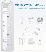PIBEEX 4 Way Extension Lead 1.5M UK Plug 13A Fused Wall Mounted Power Strip view 4