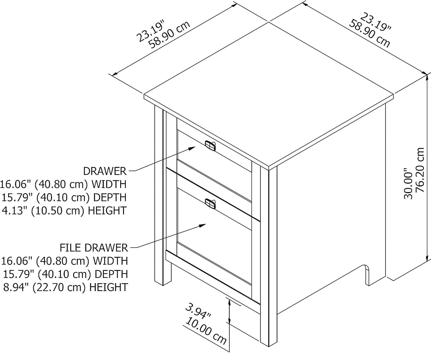 Bush Furniture Broadview 2 Drawer File Cabinet in Pure White: Furniture & Decor
