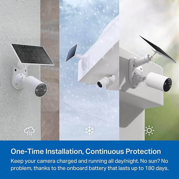 TP-LINK 𝗧𝗮𝗽𝗼 SOLARCAM C402 KIT, OUTDOOR BATTERY CAMERA W/SOLAR PANEL BASE, WIRELESS, 1080P, FREE PERSON/VEHICLE DETECTION, SD/CLOUD STORAGE, COLOR NIGHT VISION, NO HUB NEEDED, WORKS W/ALEXA