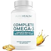 PUREHEALTH RESEARCH Complete Omega 3 Fish Oil Softgels - Omega-3 Fatty Acid Supplements- EPA DHA Supplement - Non-GMO- 90 Soft Gels
