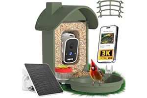 WAVEEME Bird Feeder with Camera, AI Identification, 3K Live View, 2.4G WiFi, Auto Record Videos, Instant Arrival Alerts, Backyard Birdwatching Gift for Birdlovers