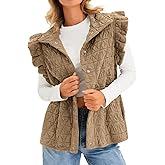 Cicy Bell Women Ruffles Puffer Vest Sleeveless Button Down Padded Jacket Gilet Trendy Spring Outerwear