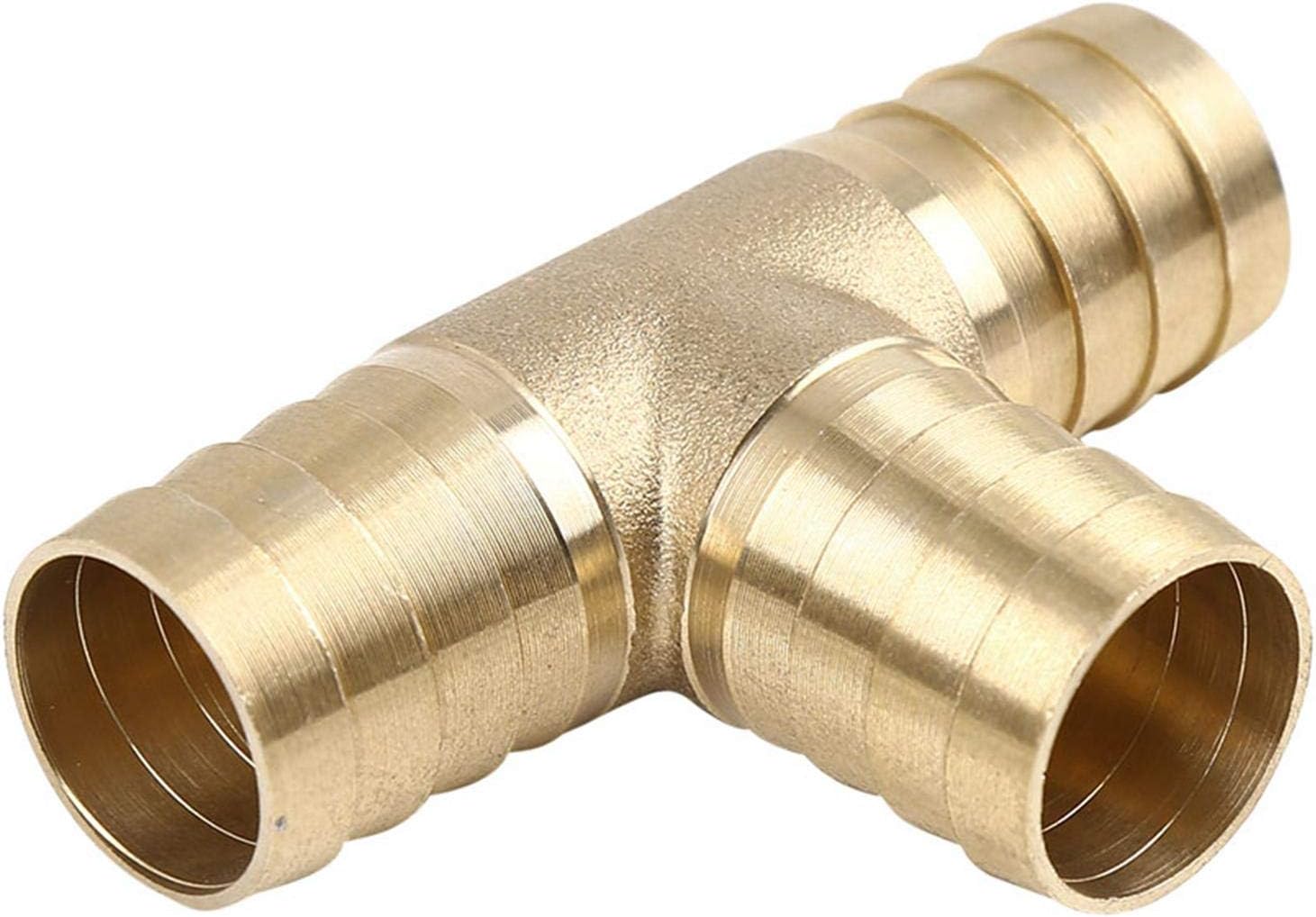 X AUTOHAUX 19mm Hose Barb Brass Joiner Tee 3 Way Adaptor for Air Water Oil Pipe, Gold - Image 4