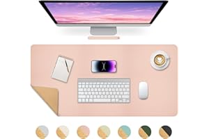 Giecy Desk Mat, Dual-Sided Desk Pad, Large Mouse Pad for Desk, Natural Cork & PU Leather Non-Slip Waterproof Desk Mats for Office and Home (Pink, 31.5" x 15.7")