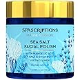 Spascriptions Marine Moisture Sea Salt Facial Polish, Exfoliating Facial Scrub, Salt Scrub to Exfoliate & Moisturize Skin, Deep Cleansing, Pore Refining, Softens, Detoxifies, Cleanses, 4 oz