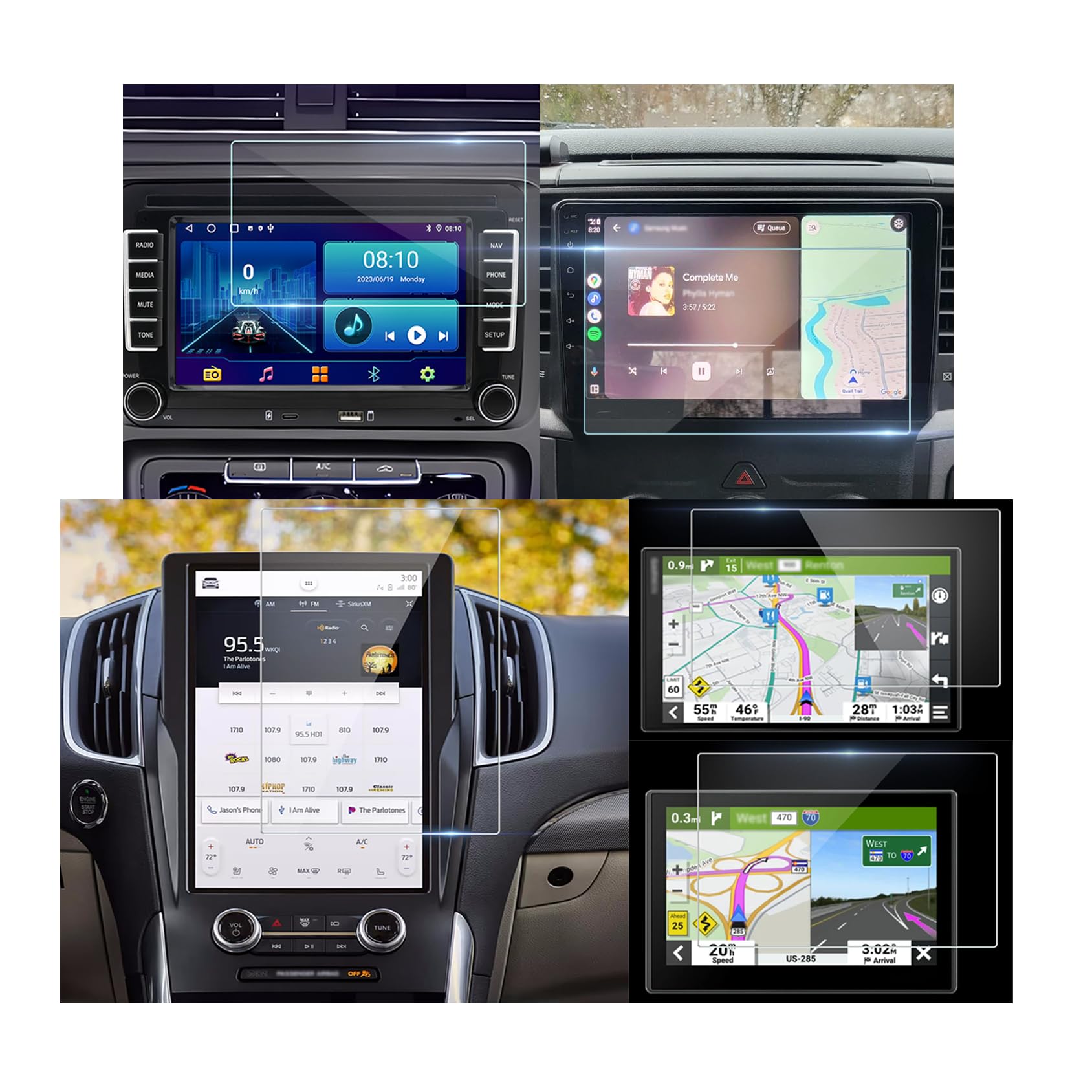 Photo 1 of 136x72mm Screen Protector for Auto Double Din Car Stereo / Car Radio / CarPlay Radio, 9H Anti-Scratch HD Rectangular Universal Tempered Glass Film for Android Auto Head Unit / GPS Navigator for Car