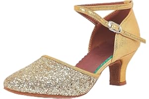 iCKER Womens Latin Dance Shoes Heeled Ballroom Salsa Tango Party Sequin Dance Shoes