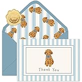 JarThenaAMCS 24 Pack Dog Thank You Cards Greeting Cards Blue Stripe Dog Blank Note Card with Envelopes Stickers for Birthday Baby Shower Party Supplies, 4 x 6 Inch