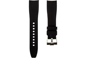 Strapseeker Curved End Soft Silicone Sports Rubber Watch Bands- Compatible with Omega Swatch Moonwatch, Omega Speedmaster, Rolex Submariner, Seiko SKX Dive Watches- 18mm,19mm,20mm,21mm,22mm - Curve Replacement Watch Straps for Men & Women