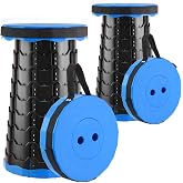 Doseno Collapsible Stool Set of 2, Camping Chairs, Portable Chair, Blue | Folding stool with foldable design and straps; portable stool and retractable stool for outdoor fishing, hiking and travel.