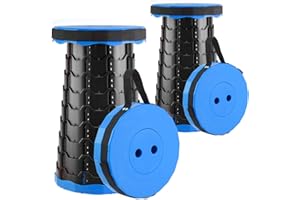 Doseno Upgraded Foldable Stool Thickened Set of 2, Portable Collapsible Stool Retractable Stool, Foldable Portable Collapsible Chair for Fishing, Hiking Tours, BBQ, Parties, Outdoor Activities (Blue)