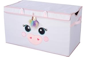 Heritage Kids Poly Canvas Collapsible Toy Storage Trunk, 28" W, Unicorn