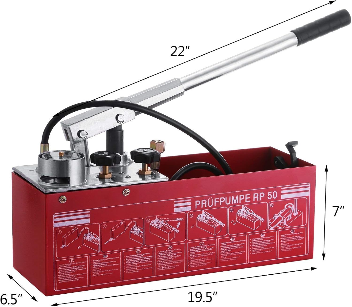Vevor Hydrostatic Test Pump 50 Bar Hand Pressure Test Pump 726 Psi 3 Gallon Tank 45ml 1 2 Bsp Hydraulic Pressure Test Pump For Pipeline Pressure