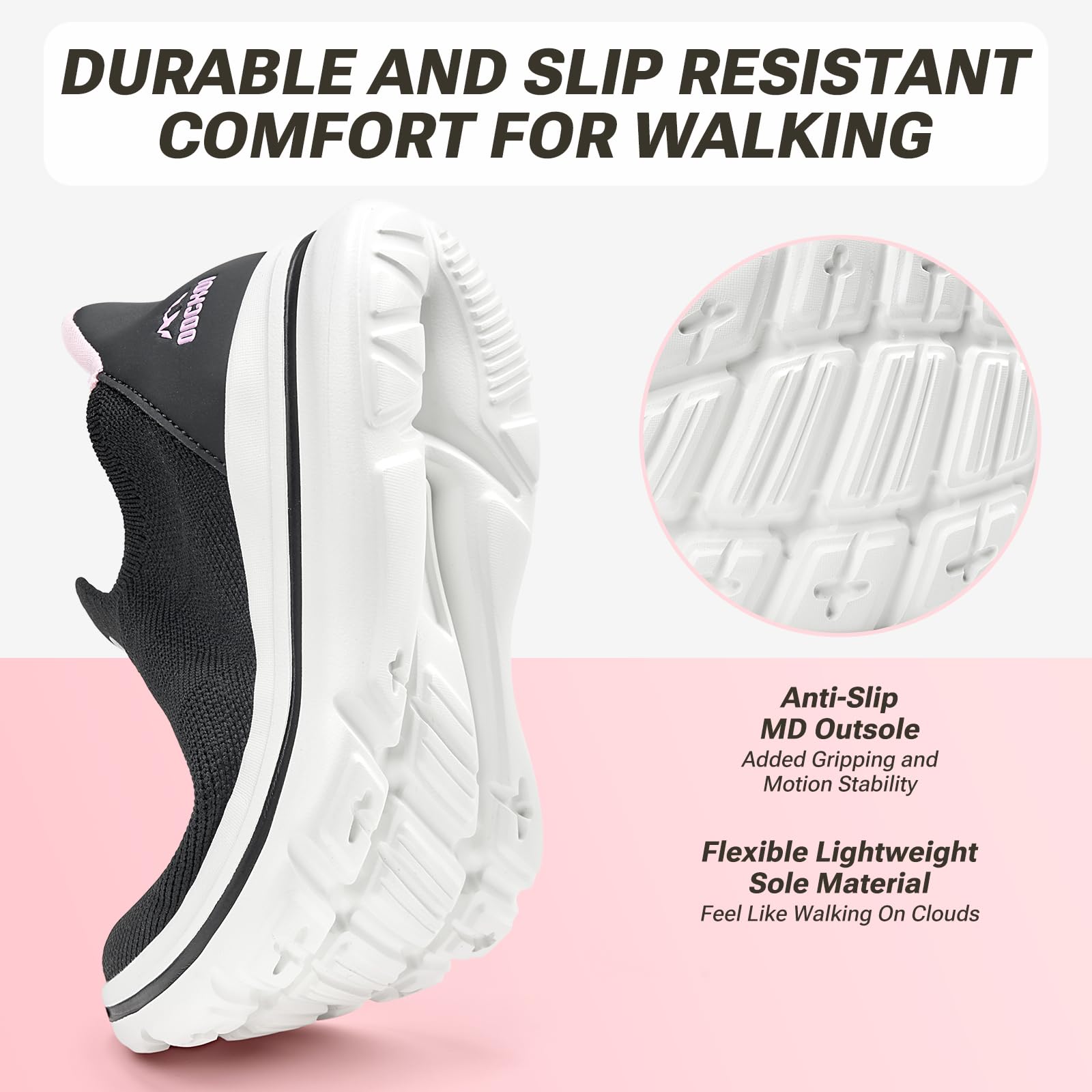 ODCKOI Slip on Damen Sneakers Bequem Atmungsaktiv Walkingschuhe Damen Leicht Jogging Fitness Turnschuhe-HEIBAI-41 5