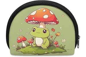 ZOUTAIRONG Mushroom Frog Coin Purse for Teens Girls Organizer Travel Wallet Kids Boys Change Storage Bag Cosmetic Bags Mini Pouch Portable Case Party Favor Green