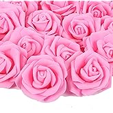 INSUNSIX Artificial Rose Flowers,100 pcs Foam Rose Bulk Pink Fake Flower Heads for DIY Wedding Bouquets Rose Wall Kissing Balls Bridal Shower Centerpieces Arrangements Party Tables Decorations(Pink)