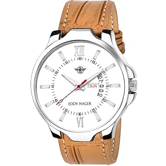 Analogue Round White Dial Day & Date Mens Watch Eh-108-Br