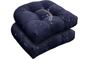 TESICA 18 x 18 Outdoor Seat Cushions Set Waterproof Patio Seat Pad Navy Blue Rocking Chair Cushion with Ties for Indoor Outdoor