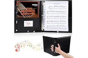 JAVIK Sheet Music Folders Choir Binder: Piano Music Sheet Holder Storage Fits Letter Size 8.5 x 11 Inch - 3 Ring PU Leather Choral Music Folder with Hand Strap for Guitar, Orchestra, Band (PU Leather)
