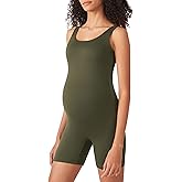 POSHDIVAH Women's Maternity Bodysuit Pregnancy Shapewear Double Lined Sleeveless Tank Top Shorts Romper Jumpsuit