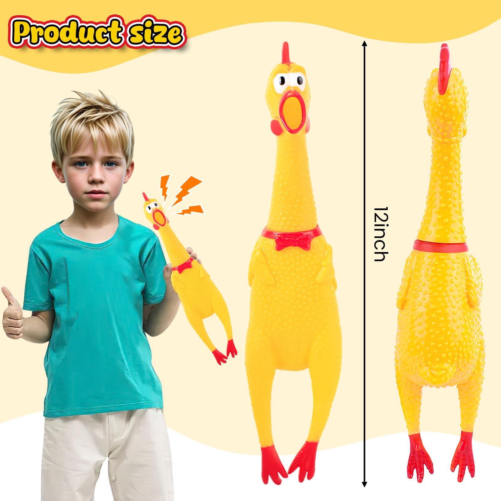 POPLAY Rubber Chickens That Squeak, Screaming Chicken Dog Toys Prank Novelty Toys for Kids Adults