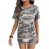 SOLY HUX Women's Camo T Shirt Short Sleeve Crewneck Casual Summer Tops