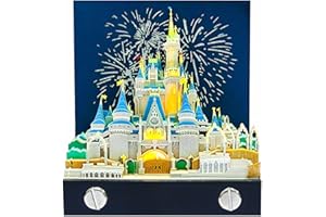 OKYUK 3D Desk Calendar 2025, 3D Art Calendar Memo Pad, New Creative Time Piece Calendar, Tear-Away 3D Paper Notepad With Led Lights, Art Calendar Paper Carving, Holiday, New Year Gift (Cinderella Castle)