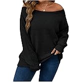 Verdusa Women's Plus Size Off The Shoulder Sweater Long Sleeve Pullover Lightweight Knit Tops