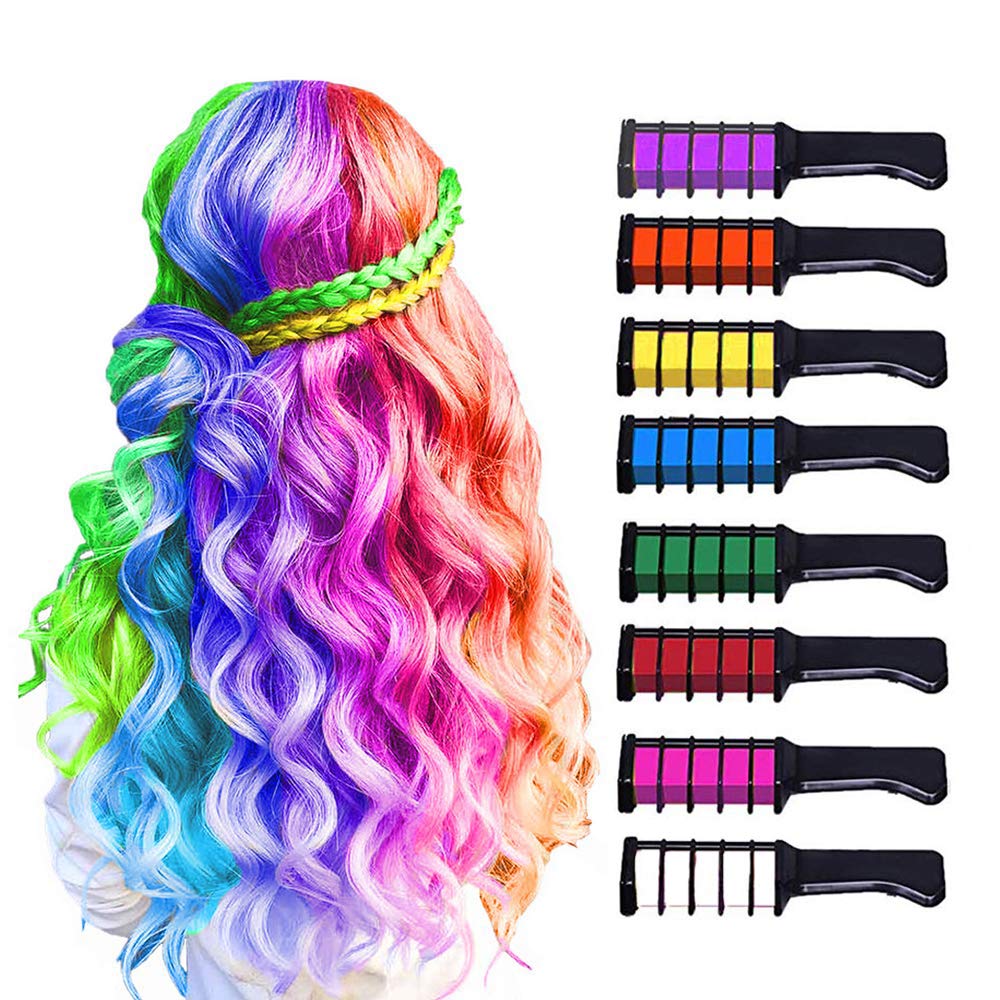 8 Colors Hair Chalk for Girls, MSDADA Hair Spray Colour for Kids, Temporary Hair Color Dye for Kids Gifts for Girls Washable Kids Hair Dye for Birthday Gifts Children's Day Hair Makeup Kit