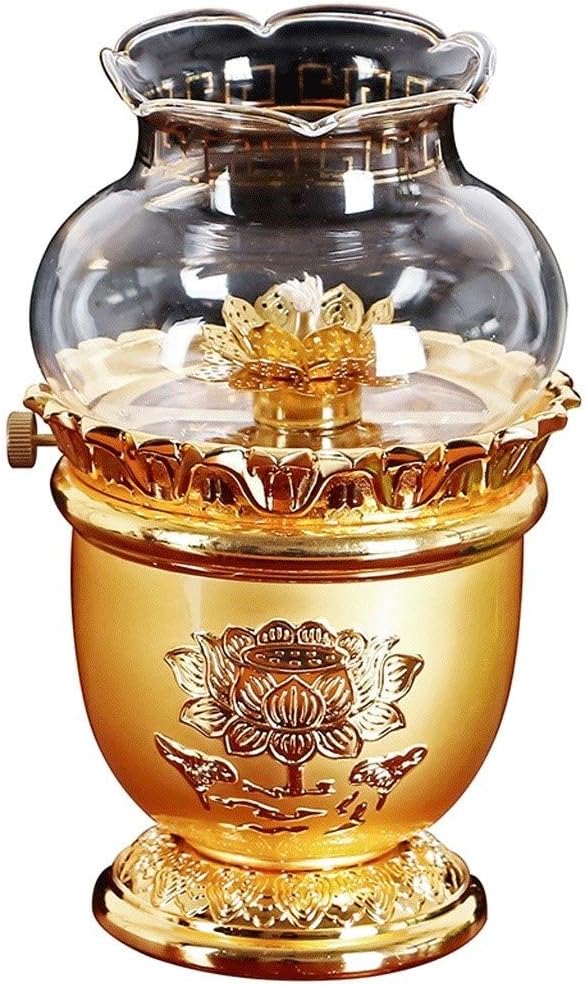 GCMJ Oil Burner Lotus Flower Diya Lamp Oil Lamp Antique Lamp Old Fashioned Indoor Decorative Lighting (Size : 14cm)
